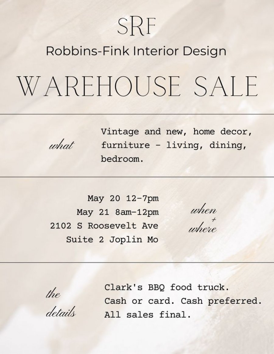 Robbins-Fink Interior Design Warehouse Sale