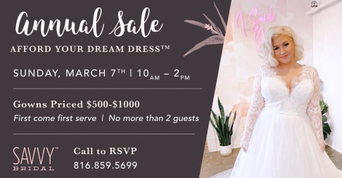 Savvy Bridal Boutique Annual SAY YES to the DRESS Sale